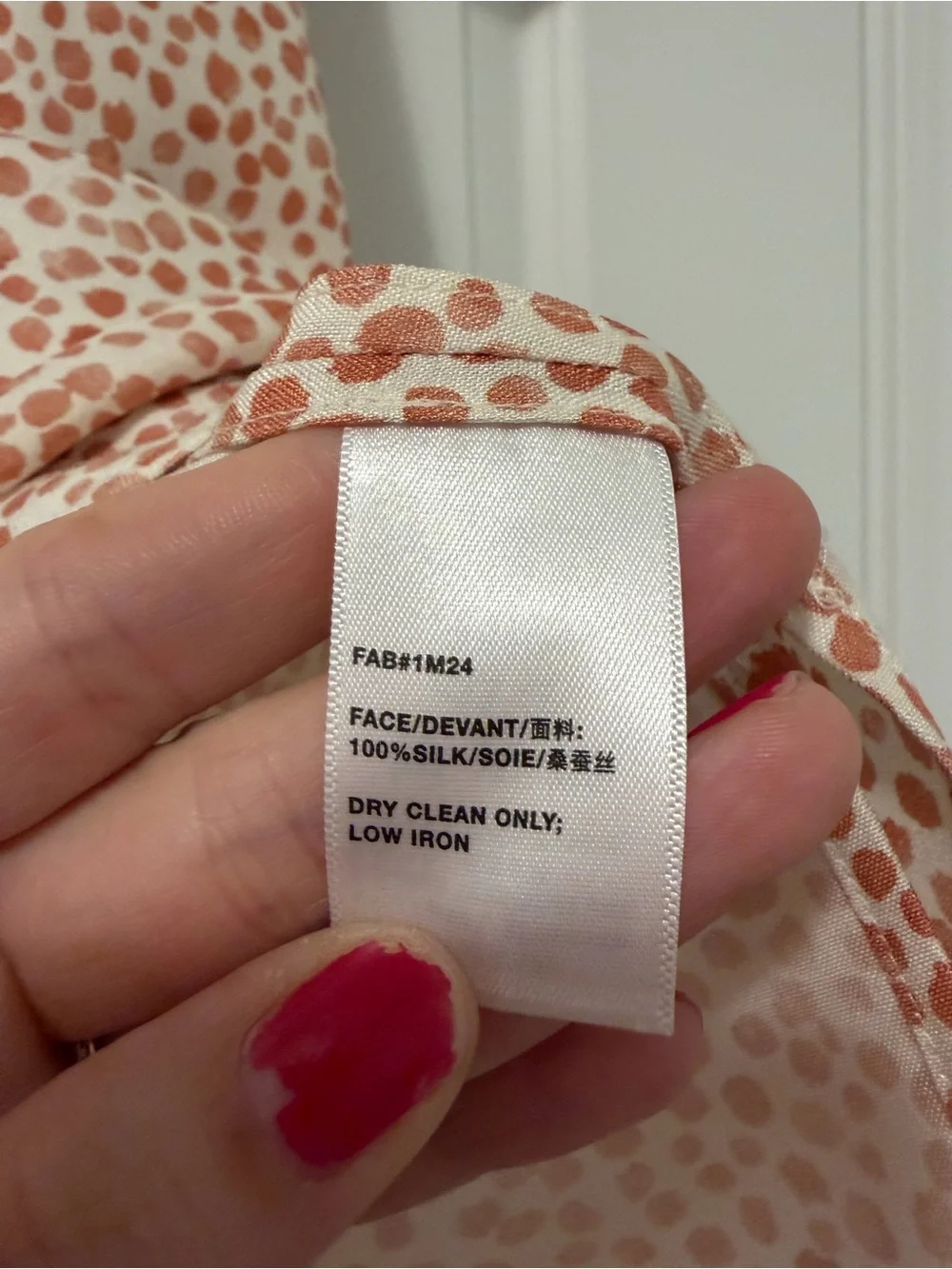 Lafayette 148 Silk Blend Blouse XL Beige Brown Dot Print Button Front Career Top - Picture 7 of 8
